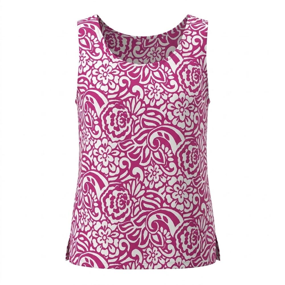 Chico's Pink White Paisley Floral Sleeveless Tank Top Blouse Women Size 1